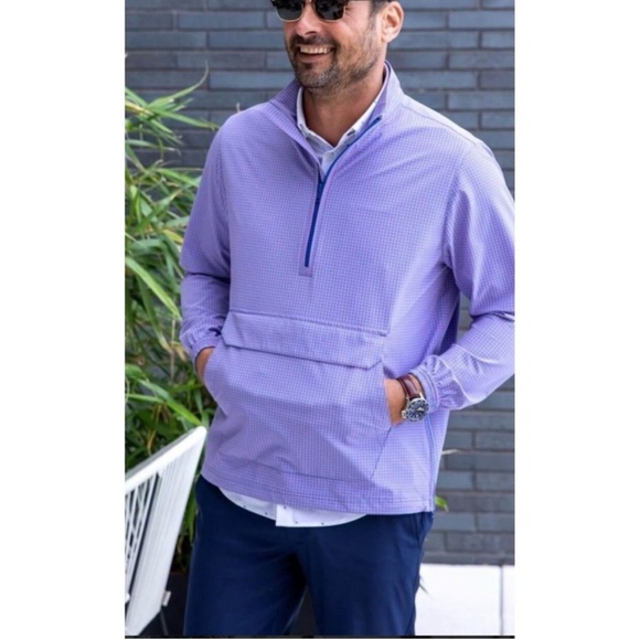 Mizzen Main 1/4 Zip Leeward Pullover Men Pink Blue Golf Performance M